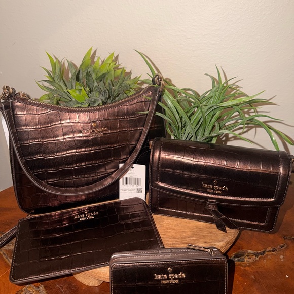 Kate Spade Shiny Chocolate Croc-Embossed Set